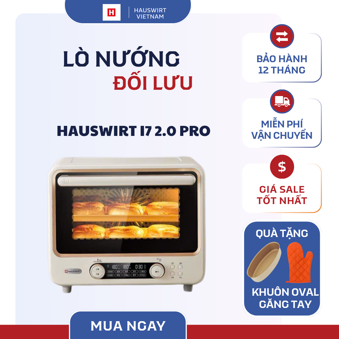 Lò nướng đối lưu gia đình HAUSWIRT I7 2.0 phiên bản PRO mới nhất nội địa Trung (dung tích 40lit)