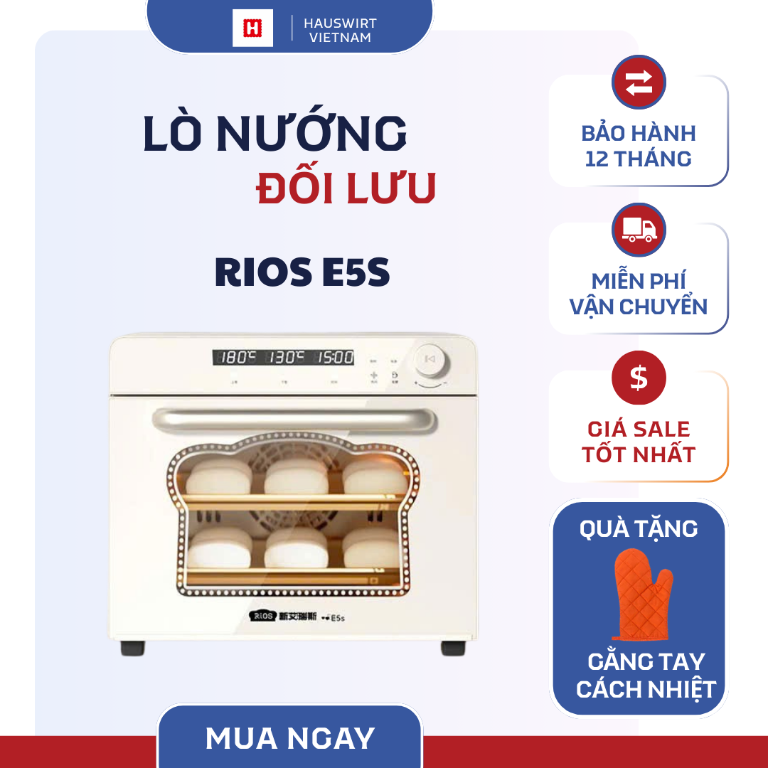 Lò nướng đối lưu RIOS E5S (dung tích 40lit) chuẩn nhiệt, phù hợp dùng gia đình, tập kinh doanh